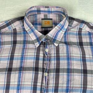 BOSS ORANGE Men's Multicolor Plaid Shirt Large